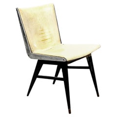 Blackened Wood and Aluminum Chair in the Style of Jens Risom