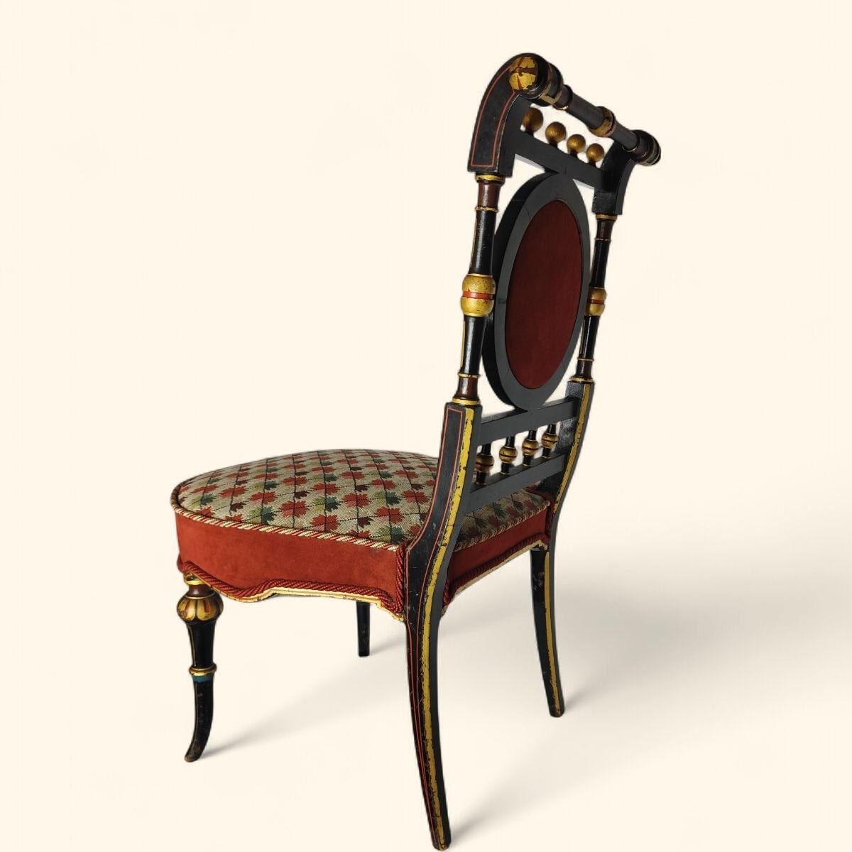 Estetismo Sedia Boudoir in Wood annerito - Napoleone III in vendita