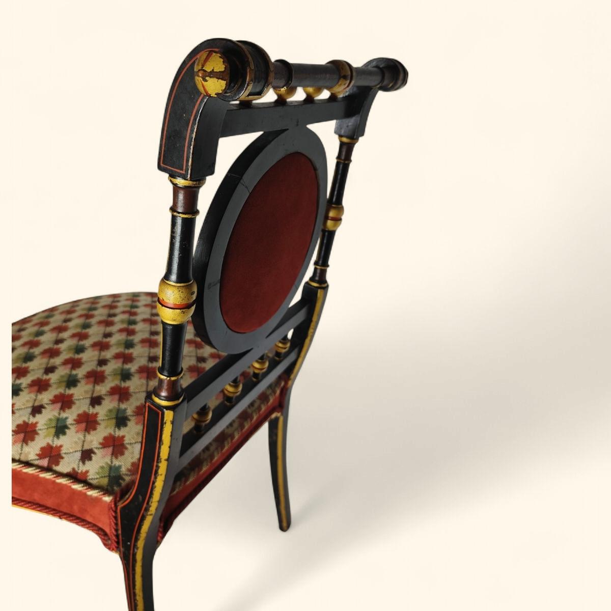 Francese Sedia Boudoir in Wood annerito - Napoleone III in vendita
