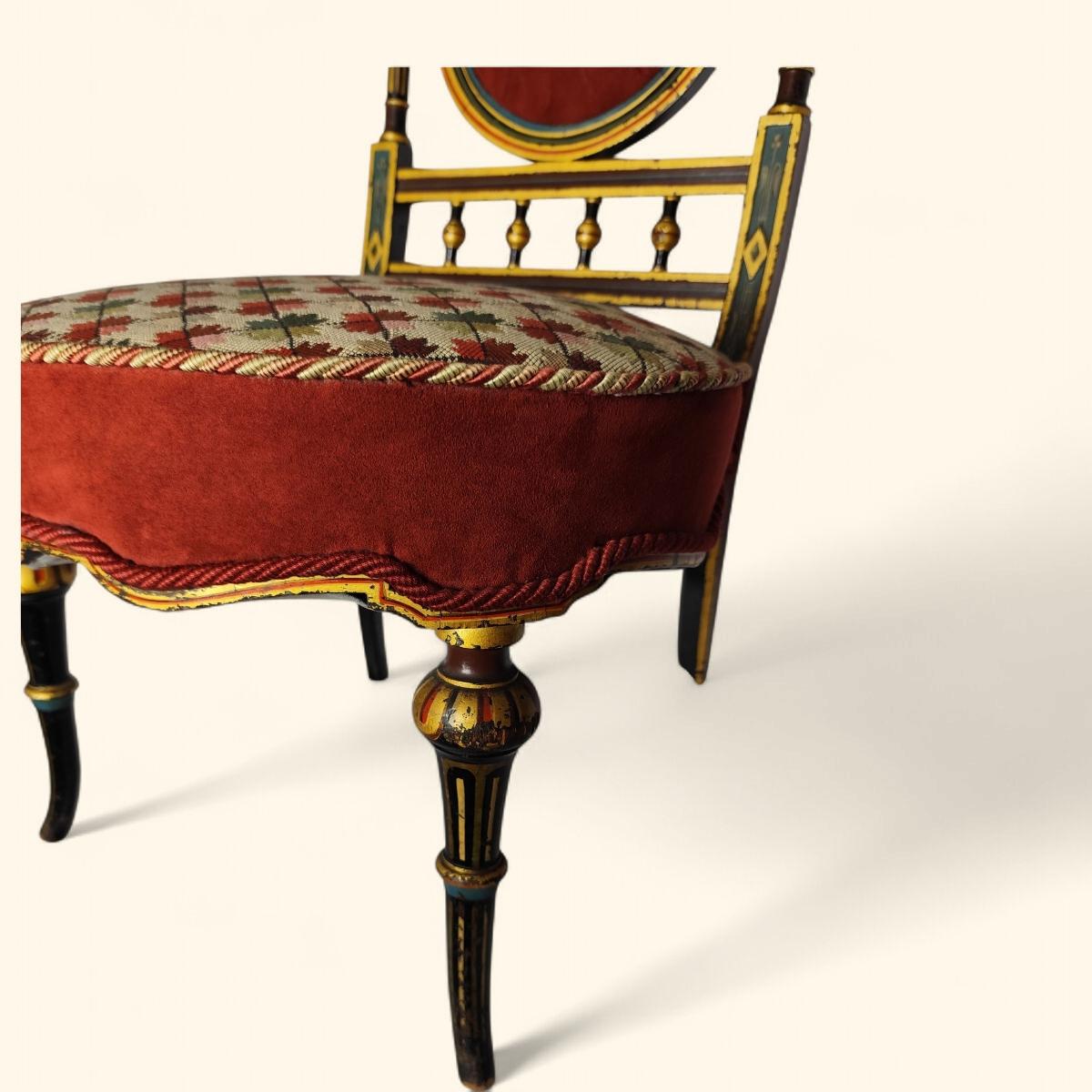 Annerito Sedia Boudoir in Wood annerito - Napoleone III in vendita