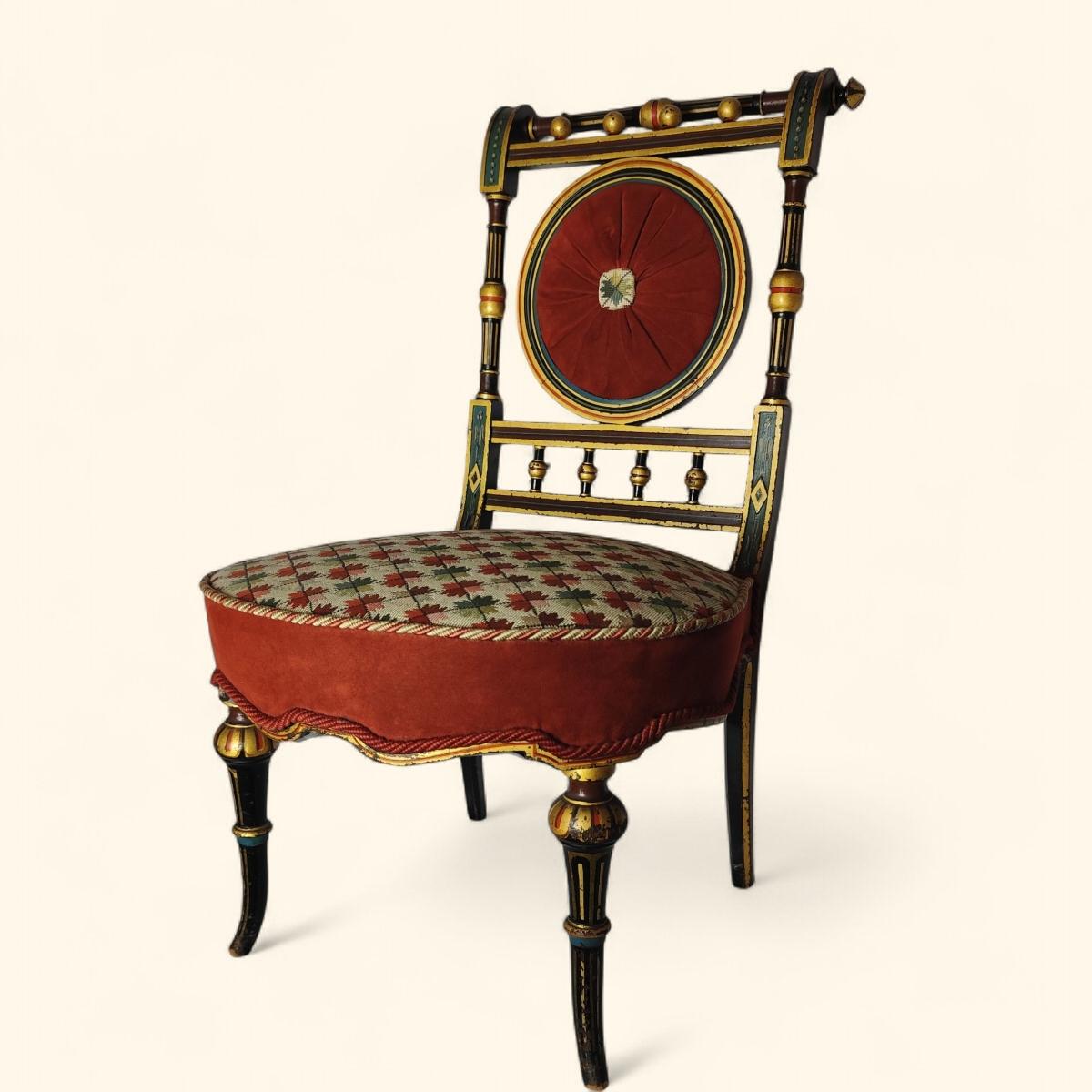 Sedia Boudoir in Wood annerito - Napoleone III In condizioni buone in vendita a MOUGINS, FR