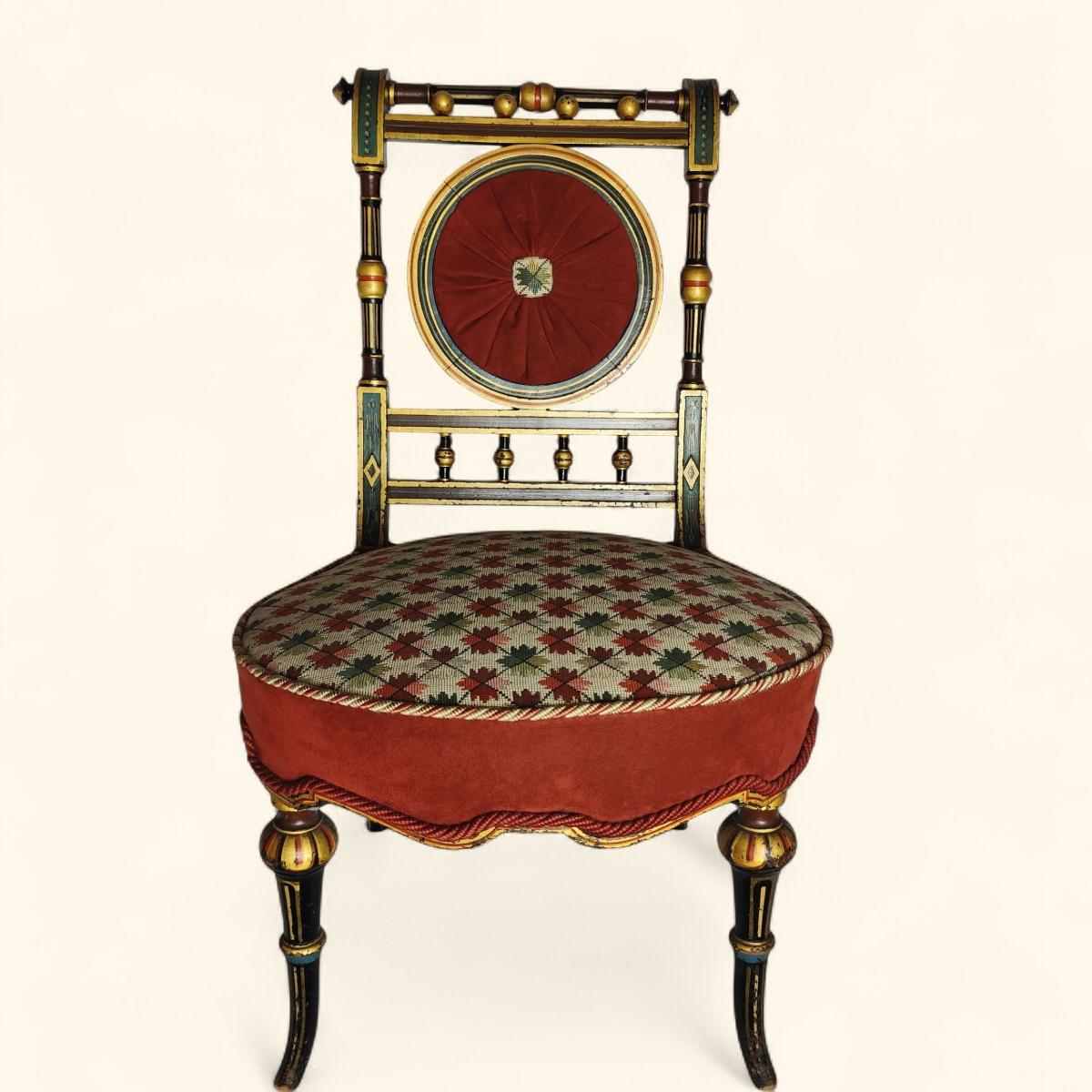 XIX secolo Sedia Boudoir in Wood annerito - Napoleone III in vendita