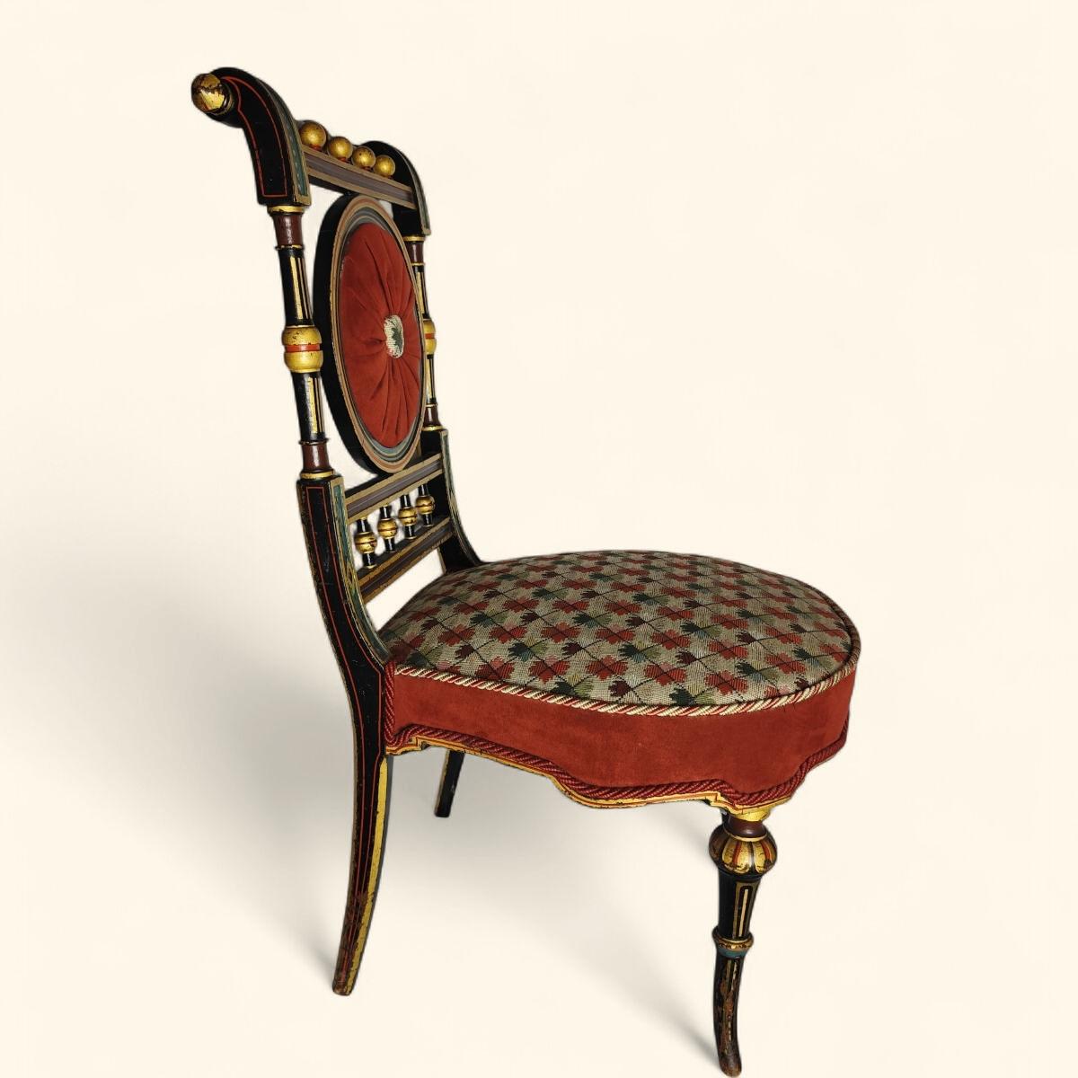 Legno Sedia Boudoir in Wood annerito - Napoleone III in vendita