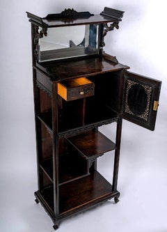 Blackened Wood Cabinet with Shelves, Japanese, Period: 19th Century, Attributed