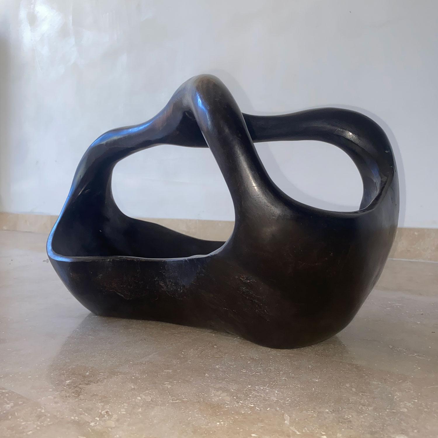 blackened wooden fruit bowl by Alexandre Noll In Good Condition In Grenoble, FR