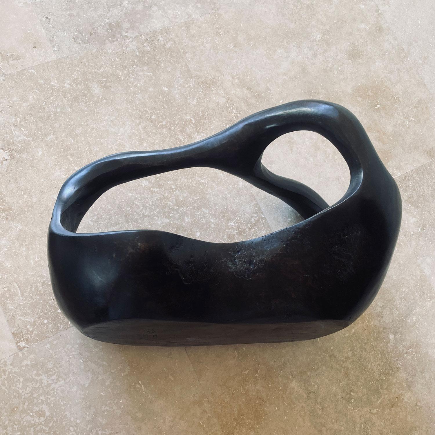 Wood blackened wooden fruit bowl by Alexandre Noll