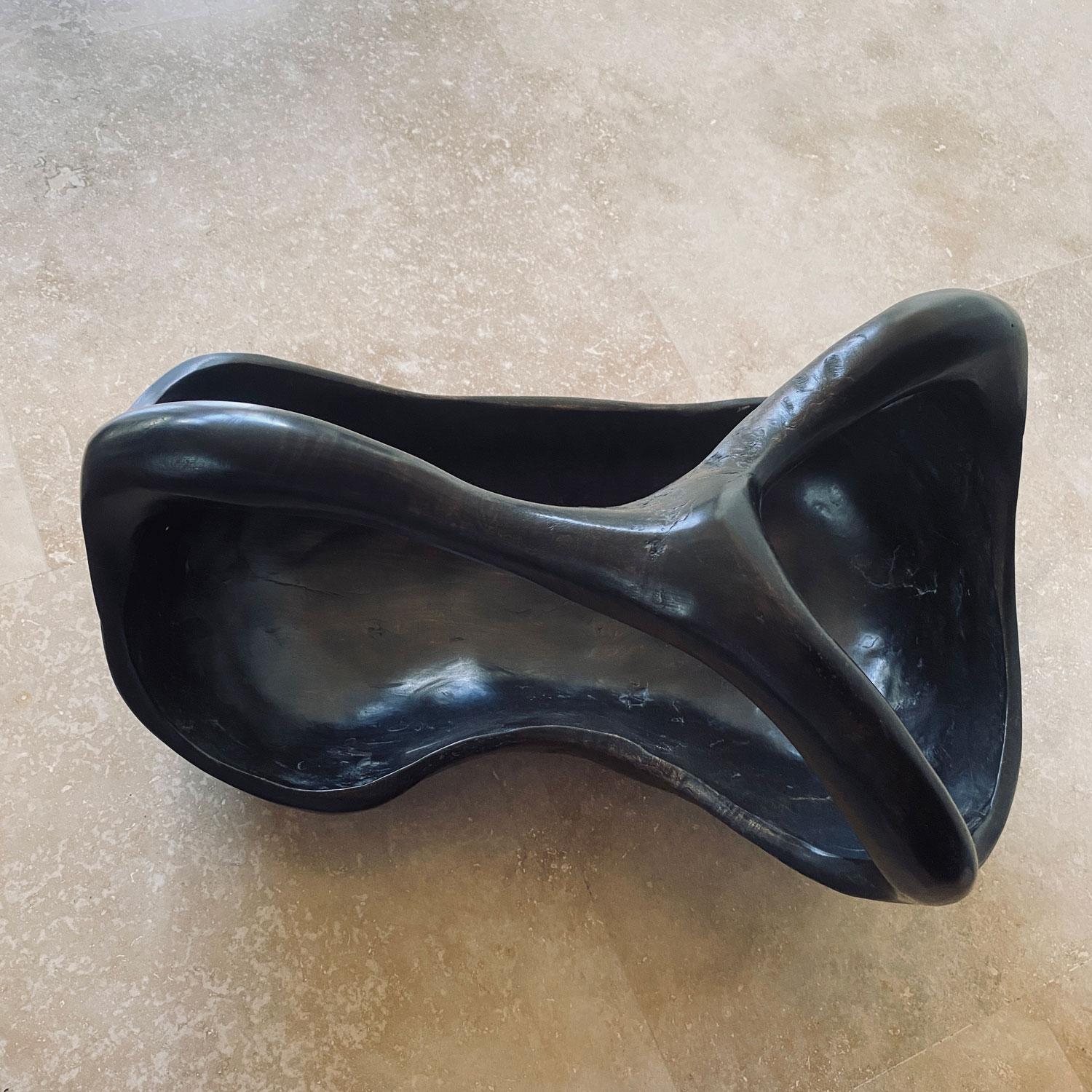 blackened wooden fruit bowl by Alexandre Noll For Sale 1