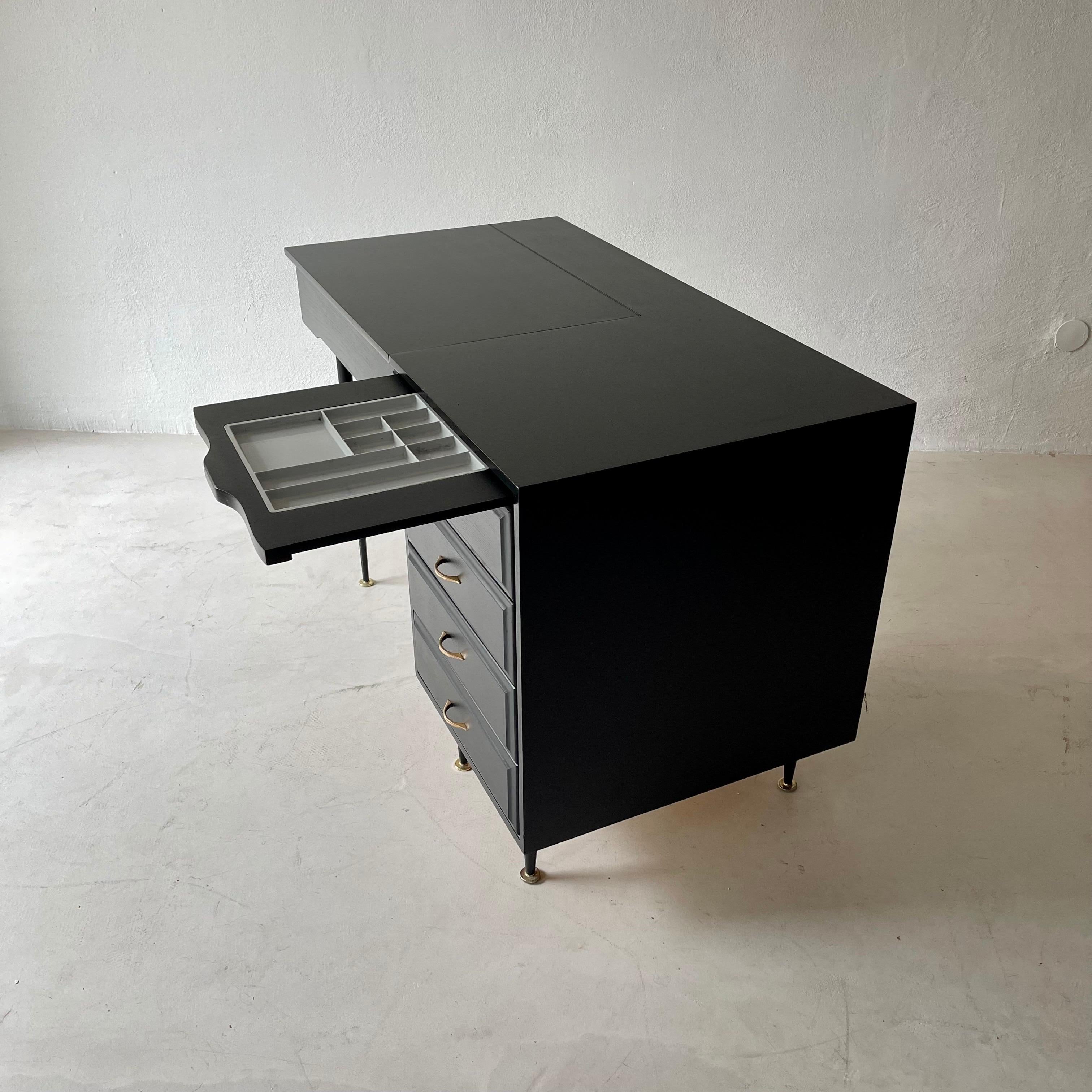 Blackened Writing Desk 1950s In Good Condition For Sale In Vienna, AT