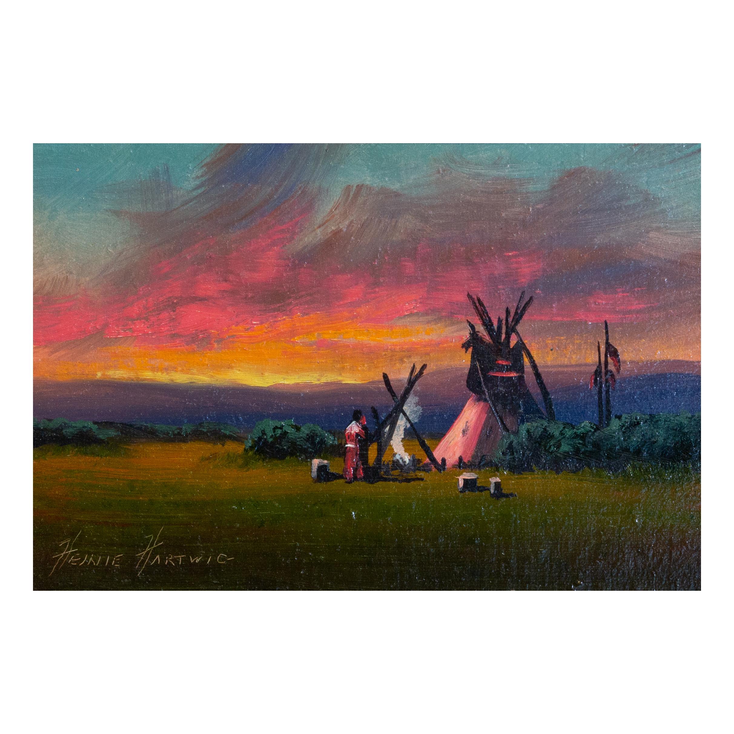 Pies Negros Puesta de sol Pintura al óleo original de Heinie Hartwig