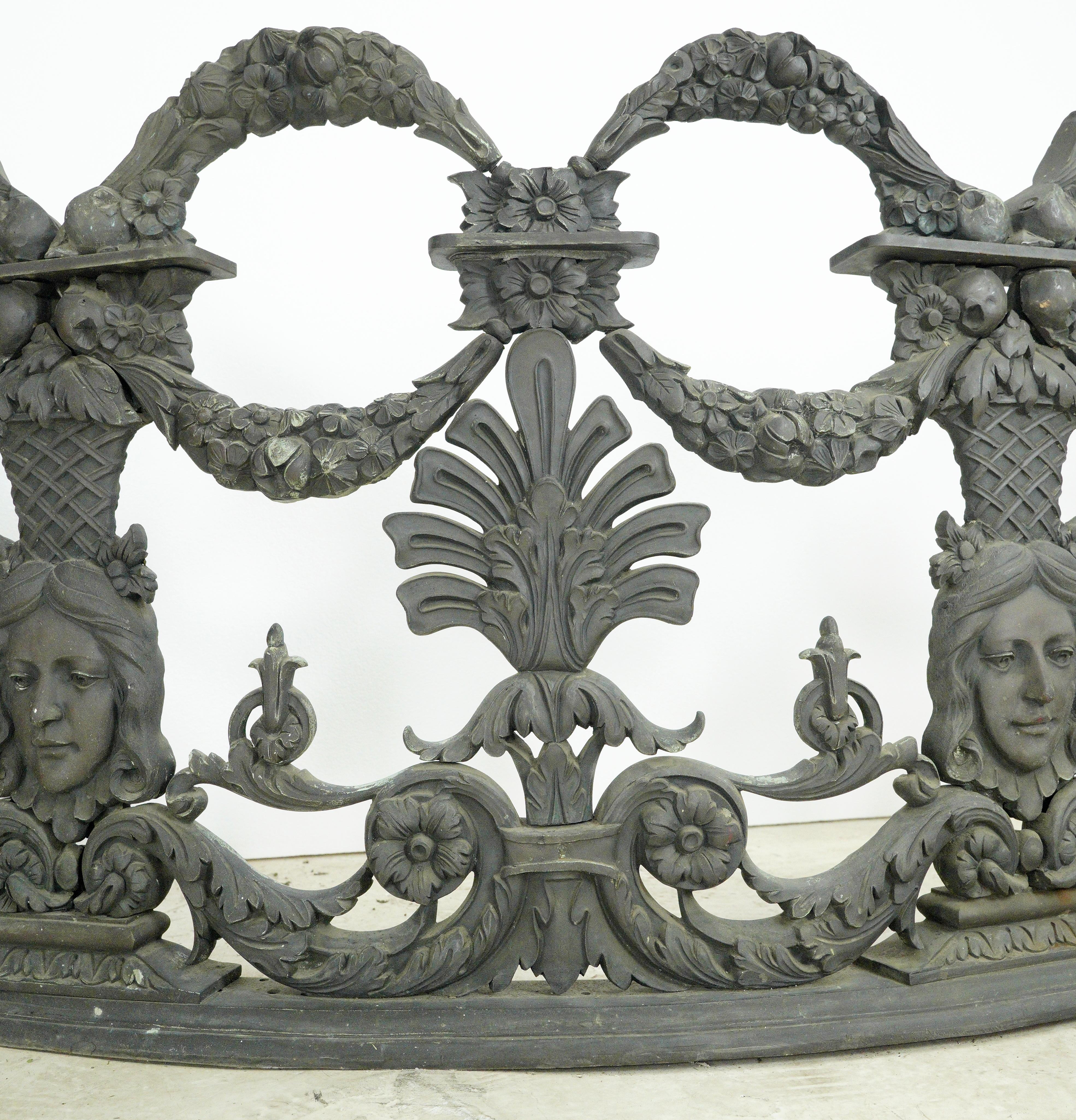Blackie's Restaurant Bronze Louis XVI Figural Balcony Railing For Sale 9