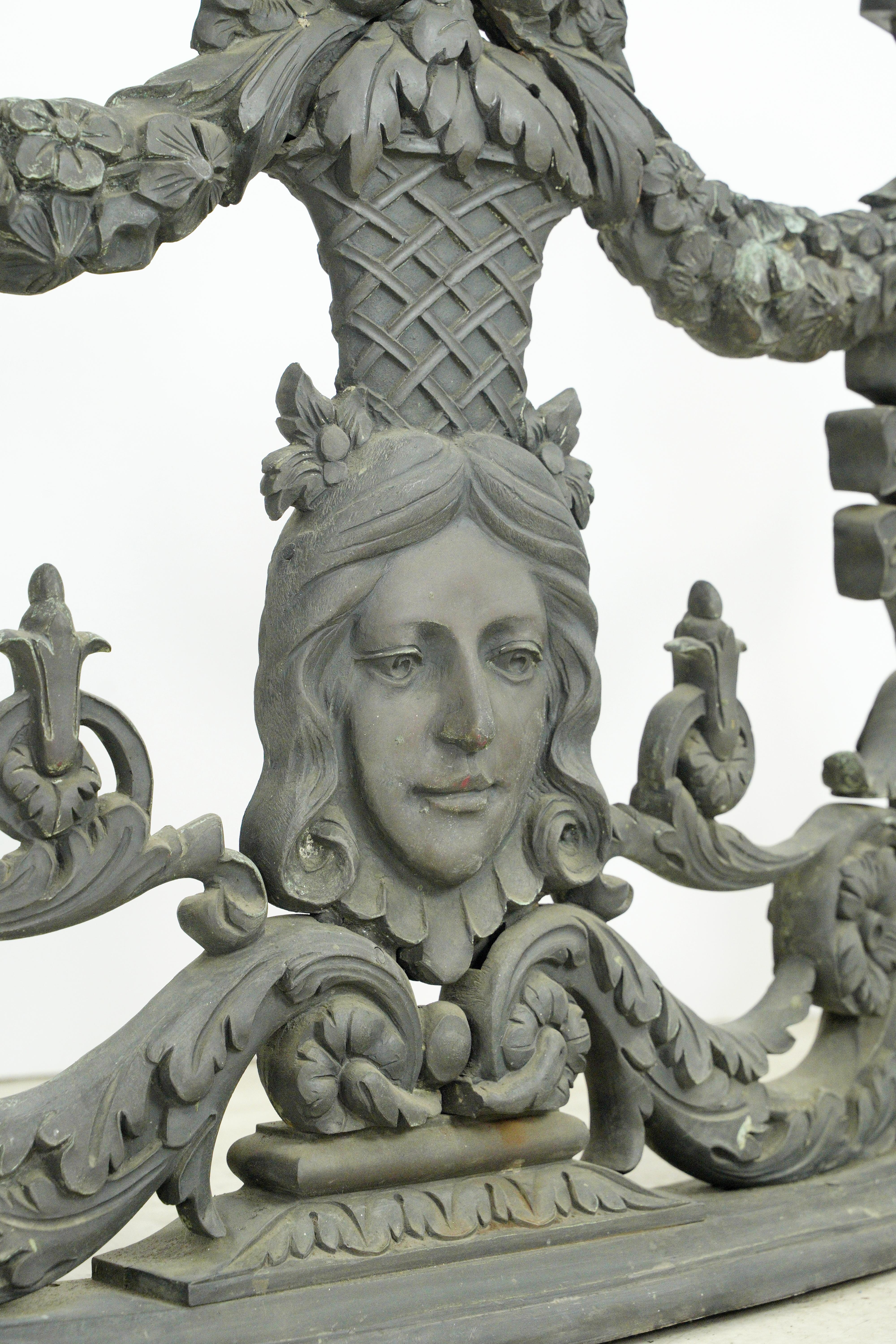 Blackie's Restaurant Bronze Louis XVI Figural Balcony Railing For Sale 10