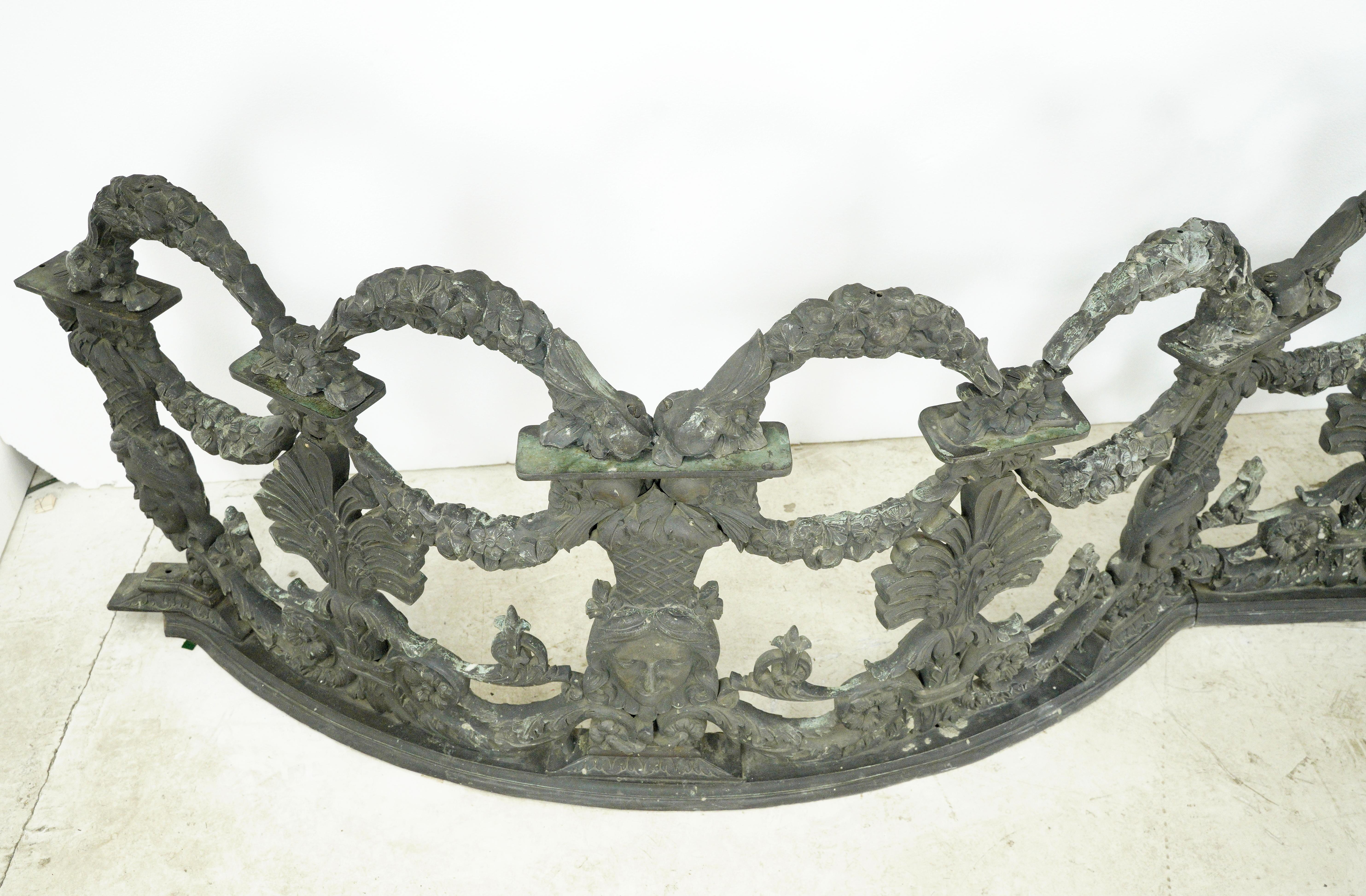 Blackie's Restaurant Bronze Louis XVI Figural Balcony Railing For Sale 11