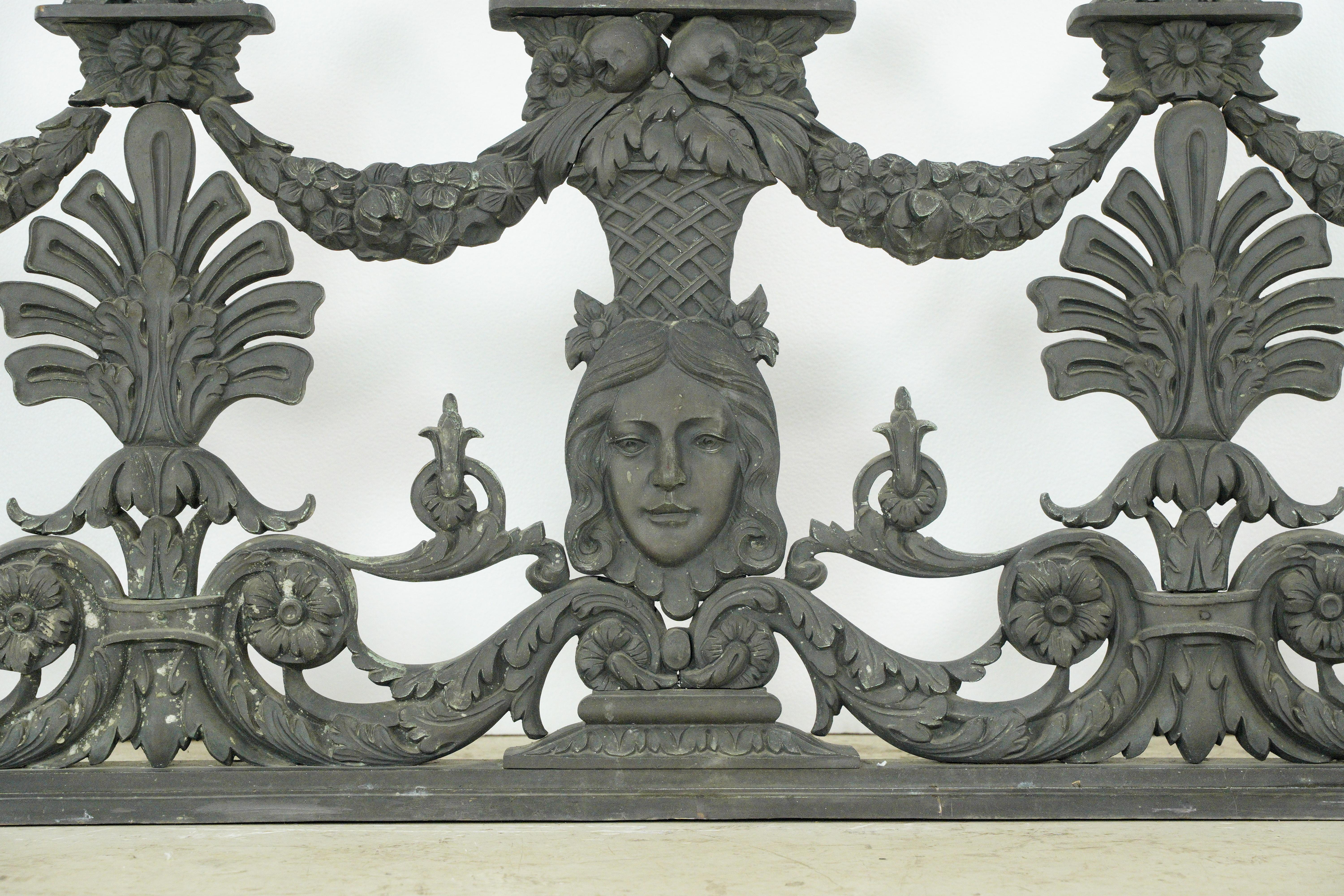 Blackie's Restaurant Bronze Louis XVI Figural Balcony Railing In Good Condition For Sale In New York, NY