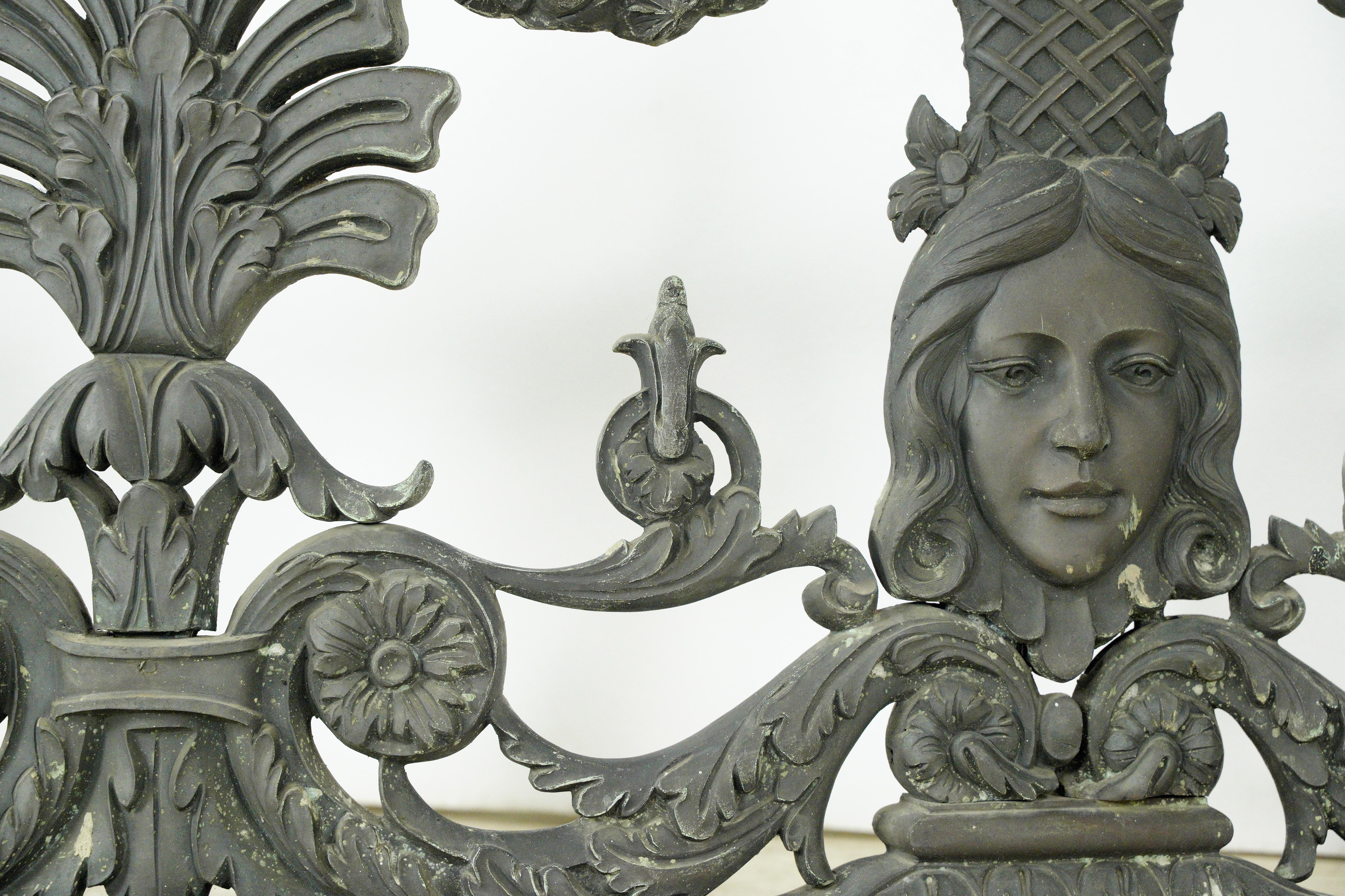 Blackie's Restaurant Bronze Louis XVI Figural Balcony Railing For Sale 3