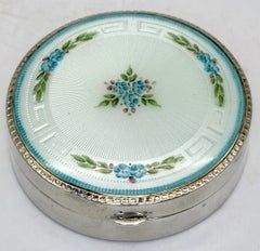Blackington Sterling Silver and Guilloché Enamel Box with Mirrored Lid, C. 1925