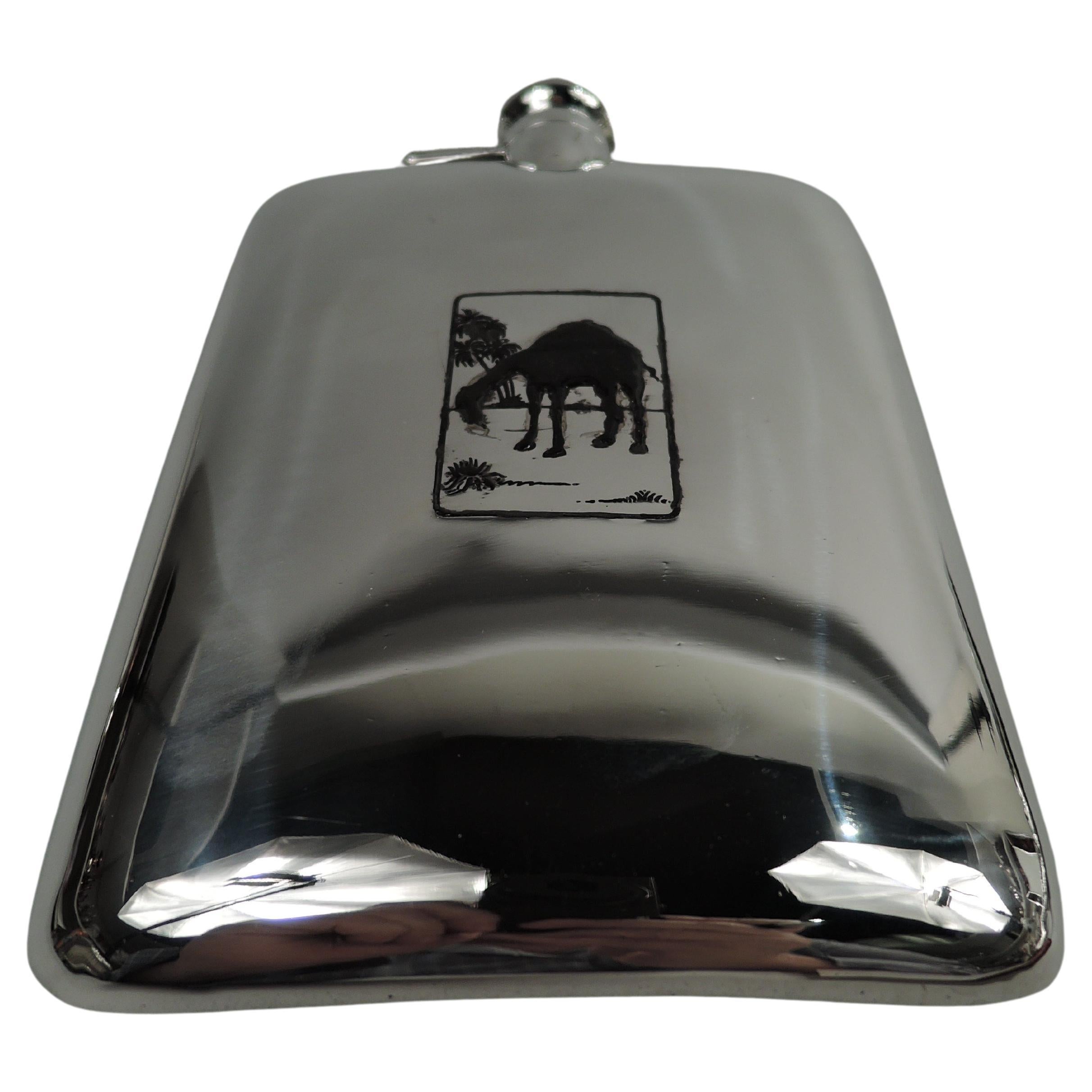 Blackinton Art Deco Sterling Silver & Enamel Novelty Camel Flask