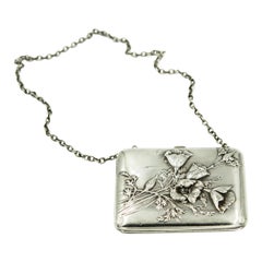 Blackinton & Co. Art Nouveau Floral Repousse Sterling Calling Card Case Purse