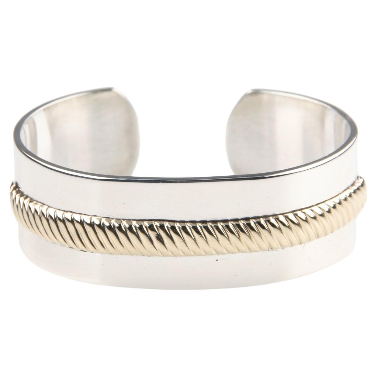 Blackinton Sterling Silver and 14kt Gold Cuff Bracelet, Size 6