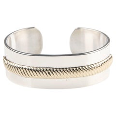 Blackinton Sterling Silver and 14kt Gold Cuff Bracelet, Size 6