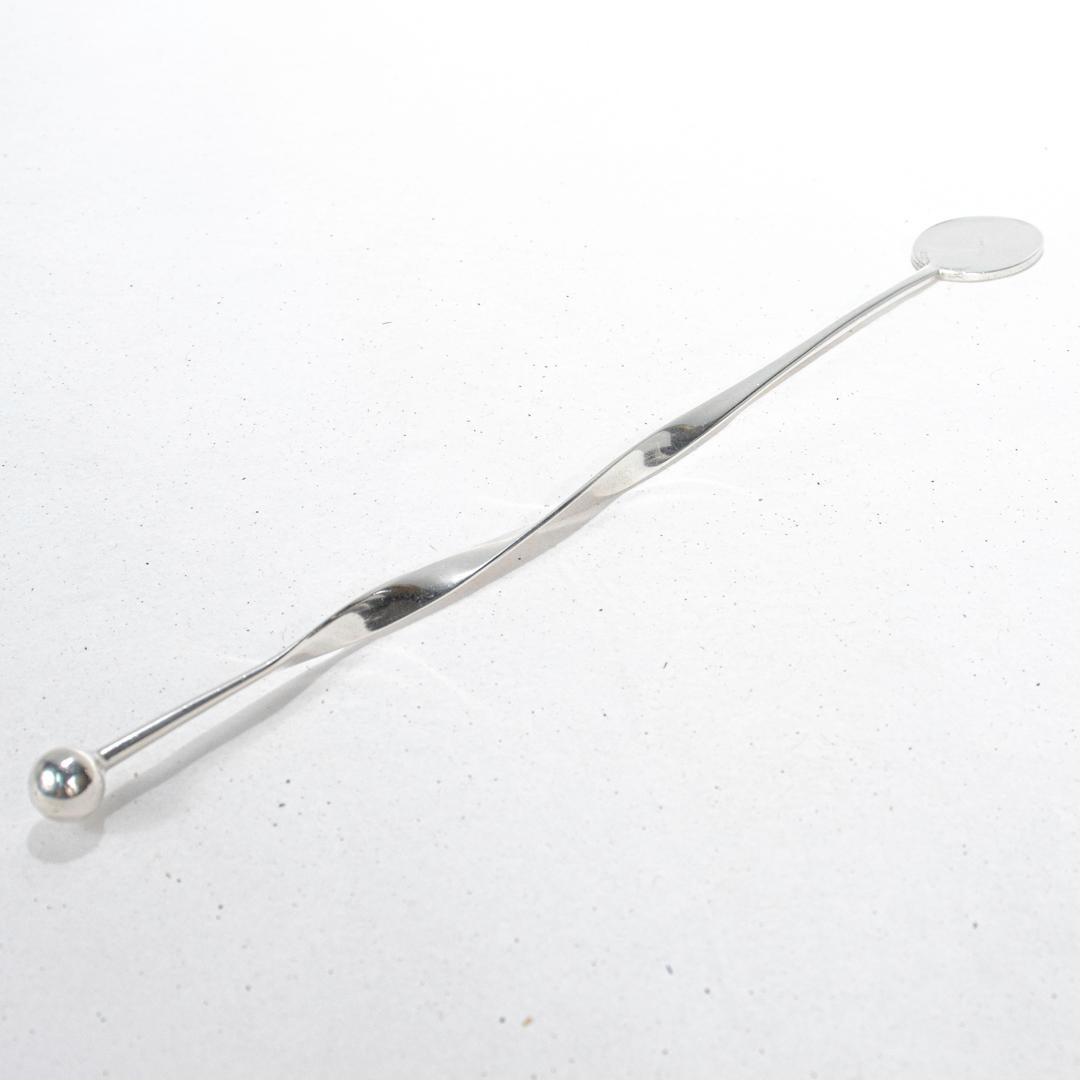 Blackinton Sterling Silver Mid-Century Modern Twist Handle Cocktail Stirrer In Good Condition In Philadelphia, PA
