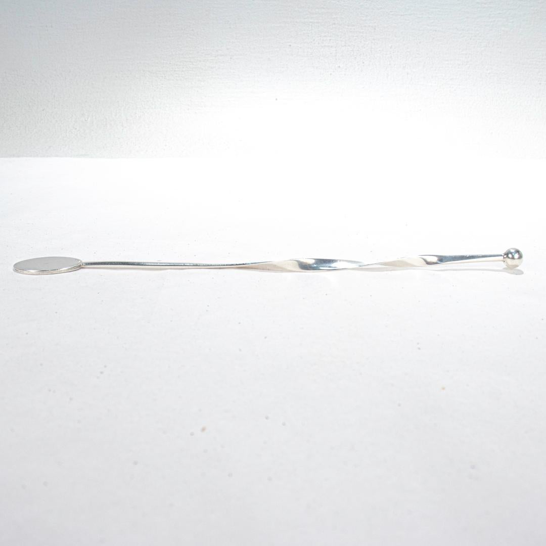 Schwarzinton Sterlingsilber-Cocktailring mit gedrehtem Griff, Mid-Century Modern 1