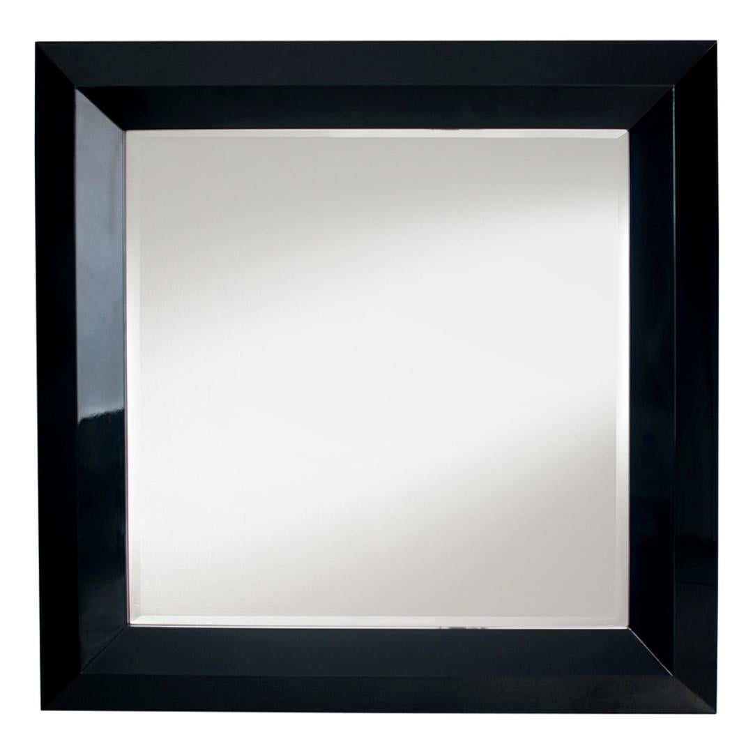 Black Square Mirror in Solid Mahogany Wood