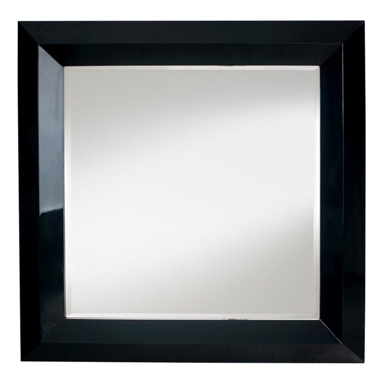 Black Square Mirror in Solid Mahogany Wood For Sale at 1stDibs