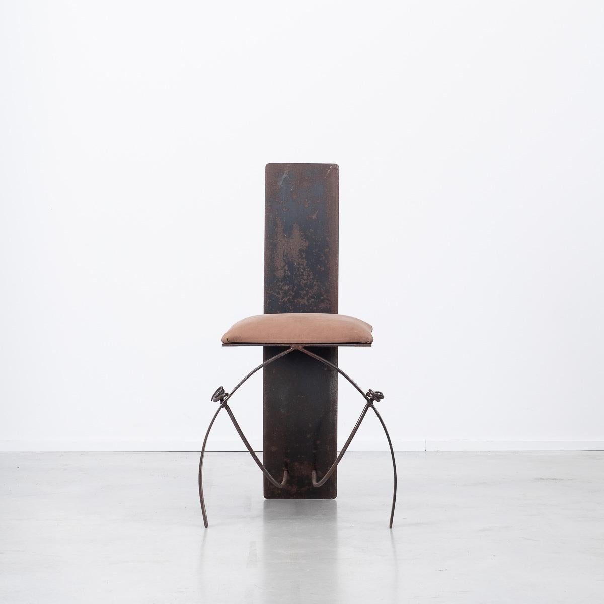 Mid-Century Modern Blacksmith Crafted Steel Side Chair