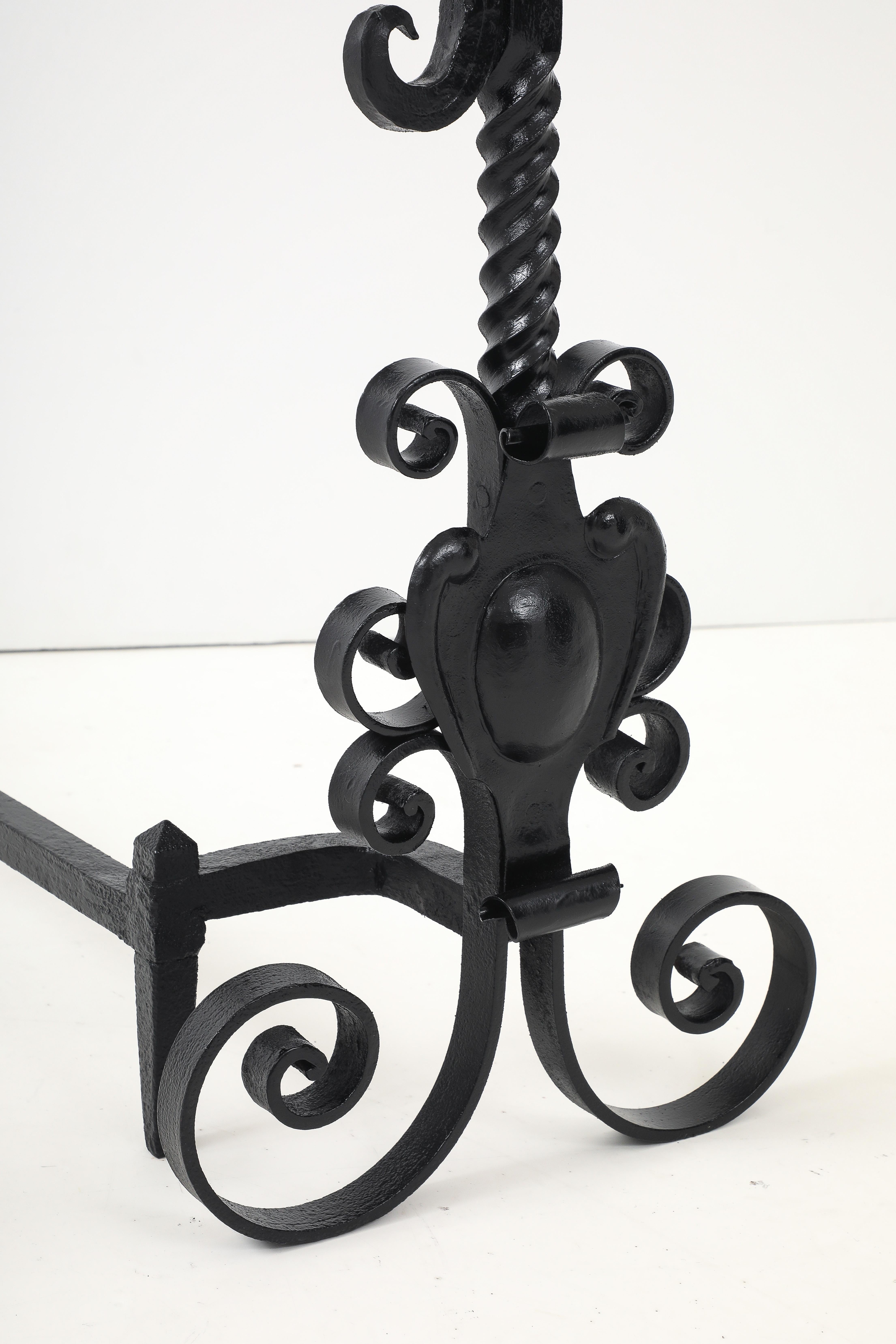 Blacksmith Hand Made Andirons, France For Sale 1