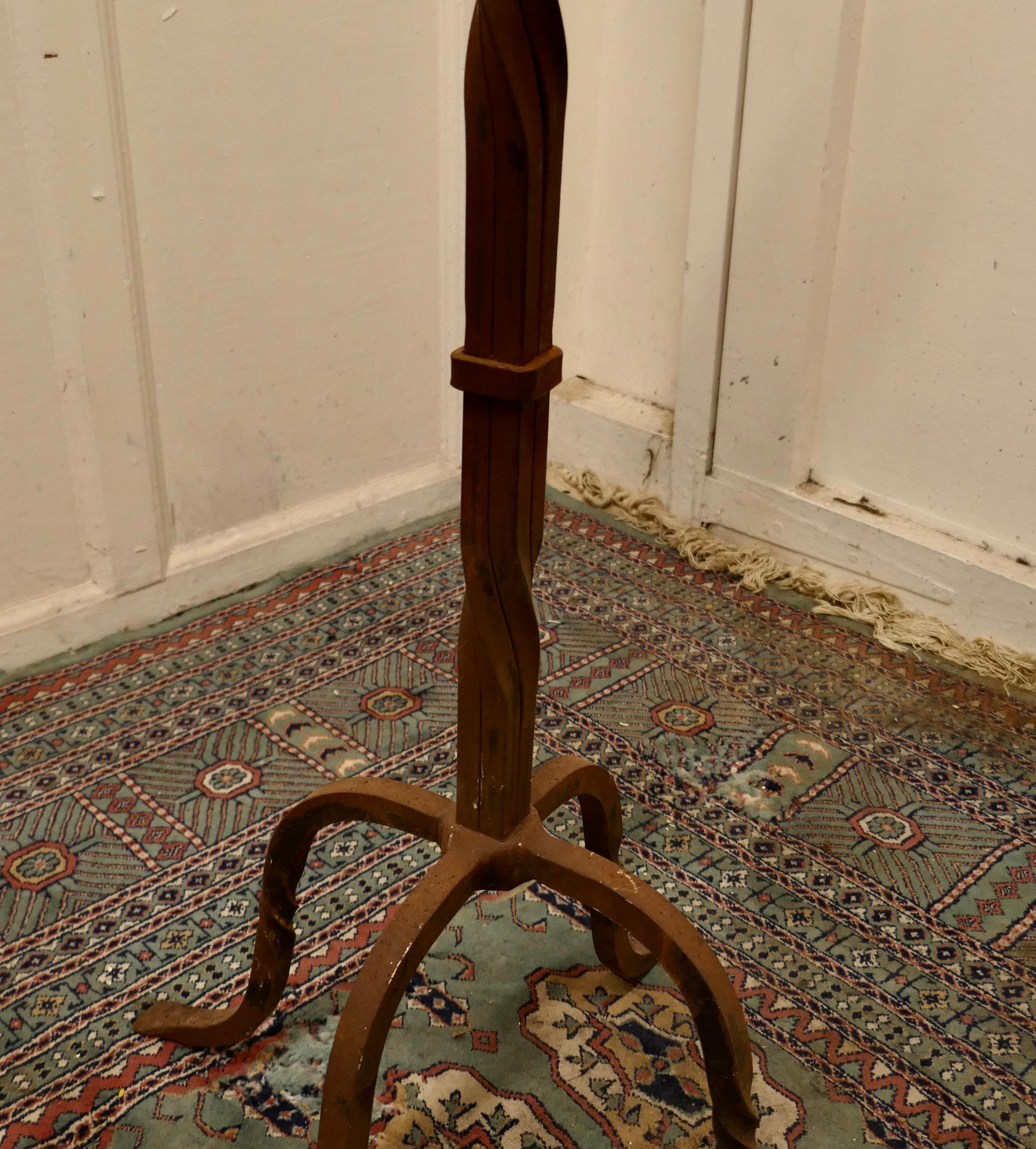 20th Century Blacksmith Made Gothic Wrought Iron Floor Lamp For Sale