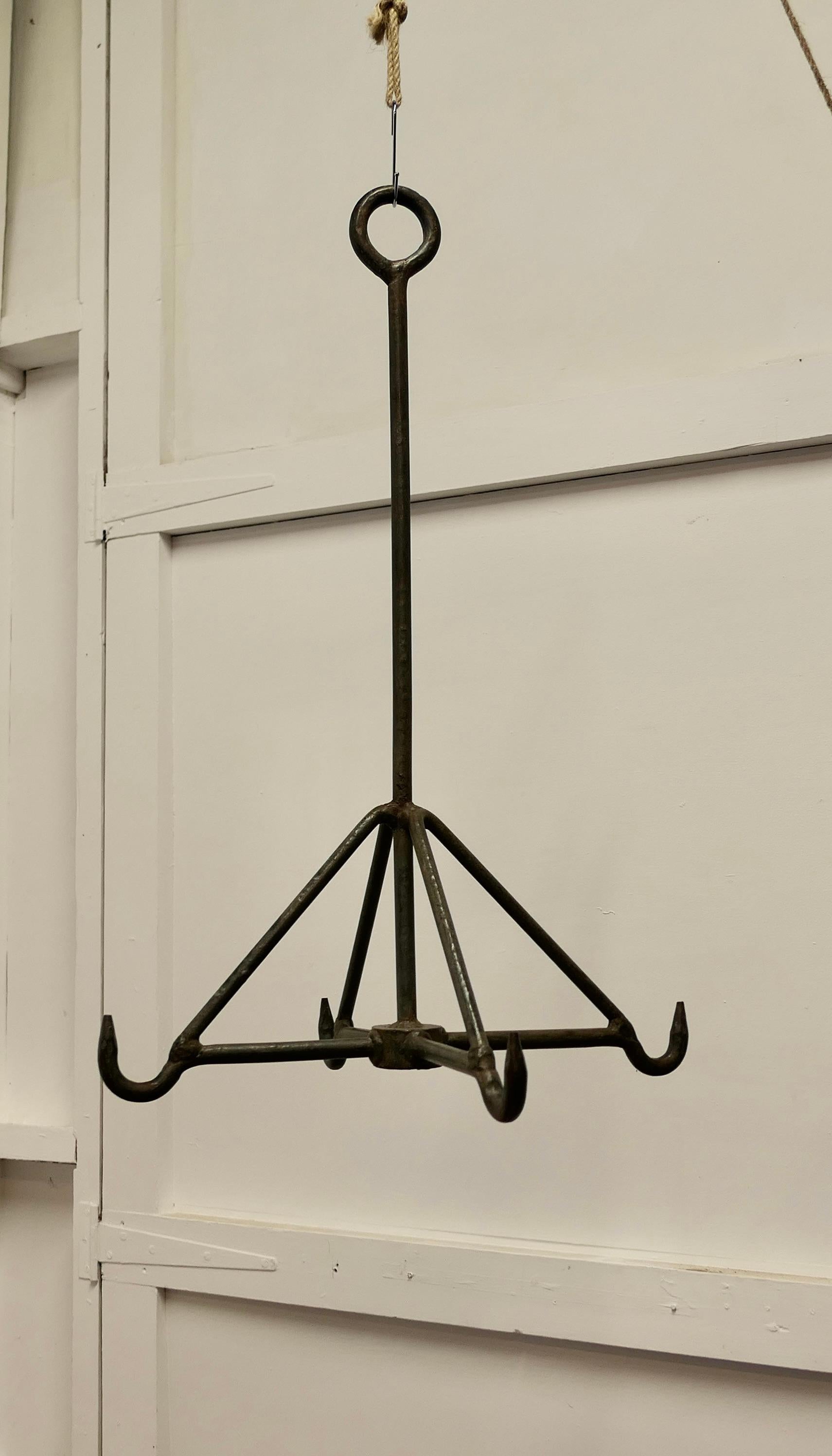  Blacksmith Made Iron Game Hanger, Kitchen Utensil or Pot Hanger

A great piece with lots of Character, if you don’t need it to hang your game on how about your pots or kitchen utensils
The hanger is 20” in square with large hook on each corner and