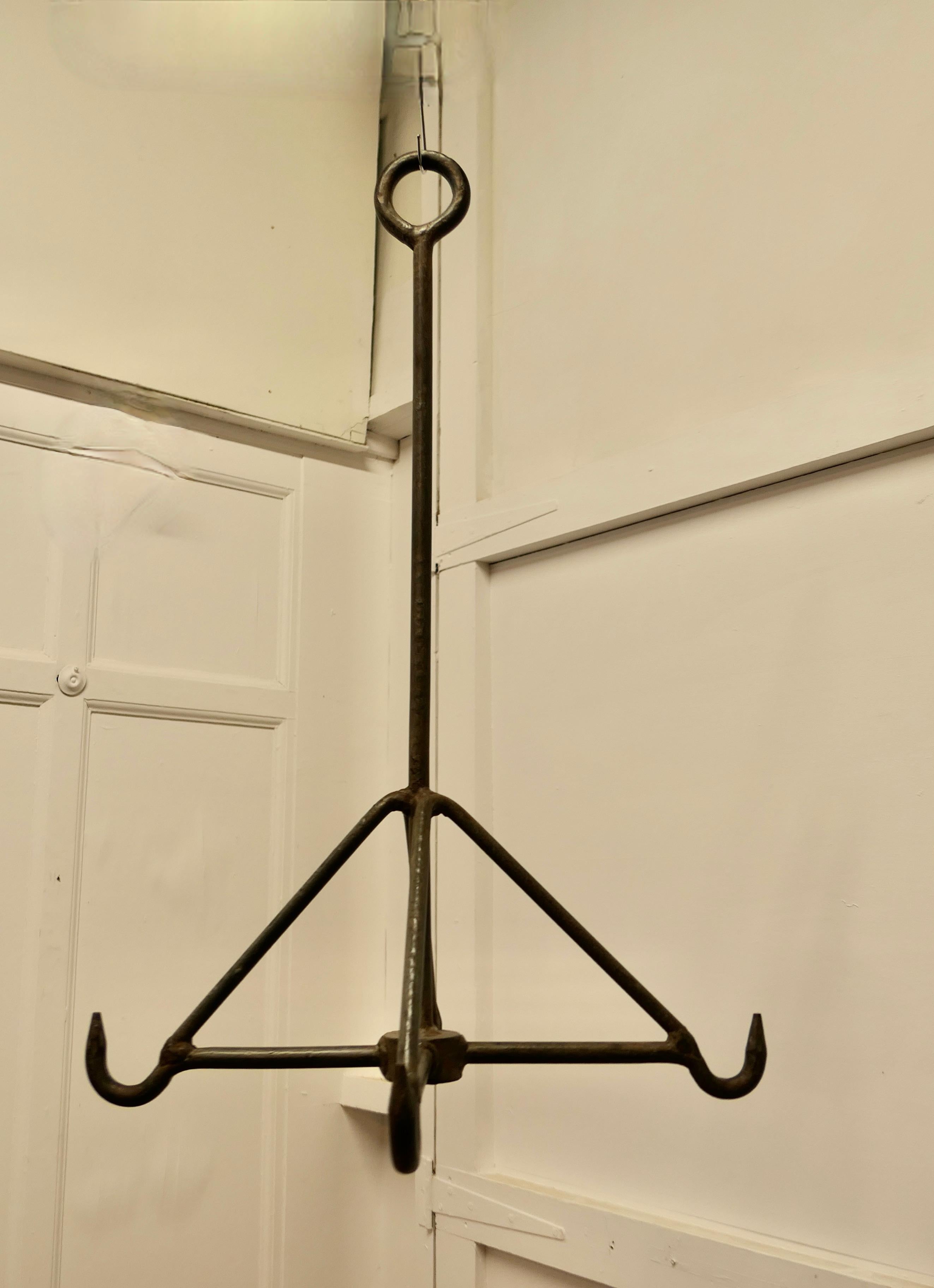 Folk Art  Blacksmith Made Iron Game Hanger, Kitchen Utensil or Pot Hanger   For Sale