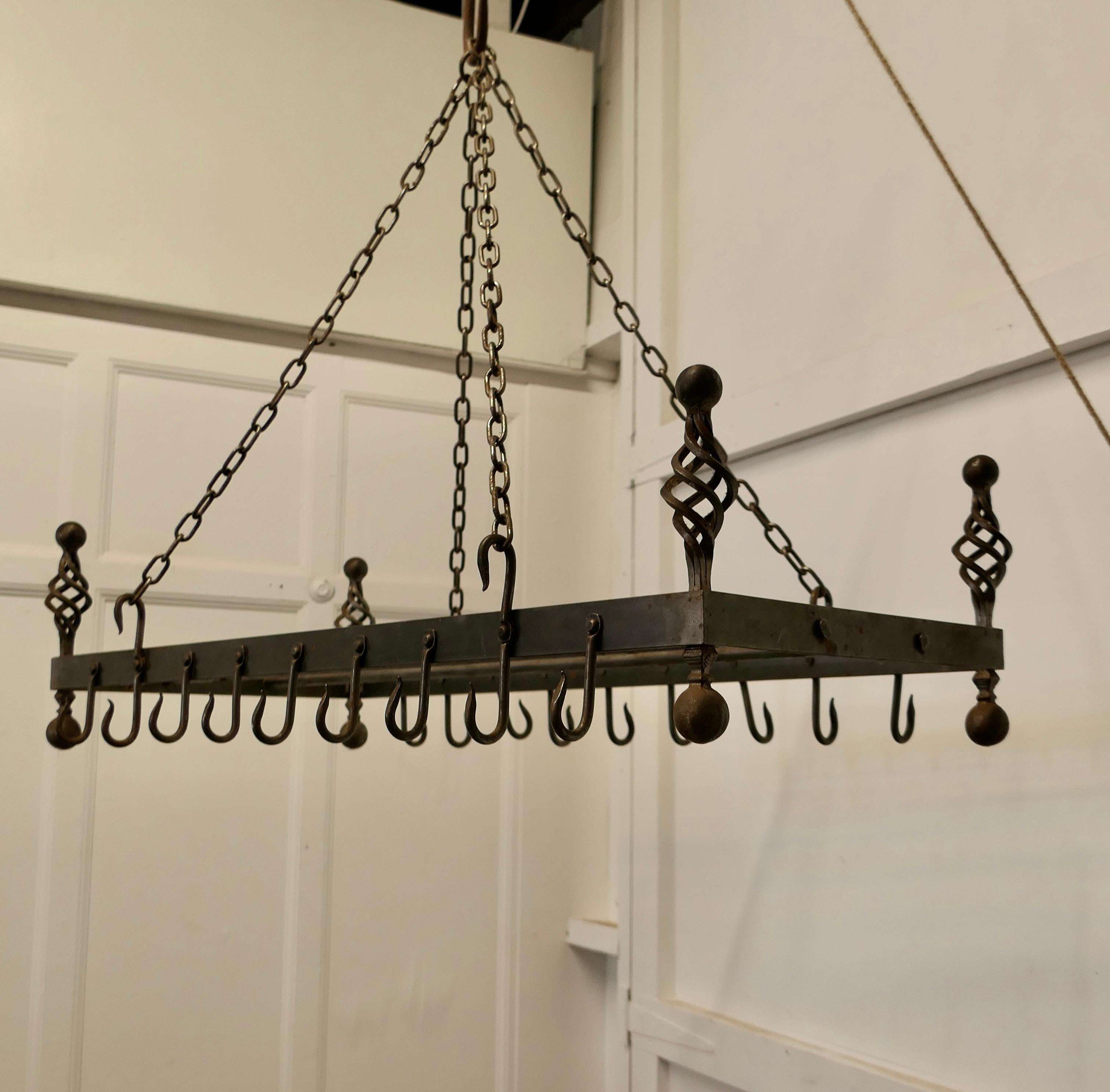 Gothic Blacksmith Made Iron Game Hanger, Kitchen Utensil or Pot Hanger For Sale