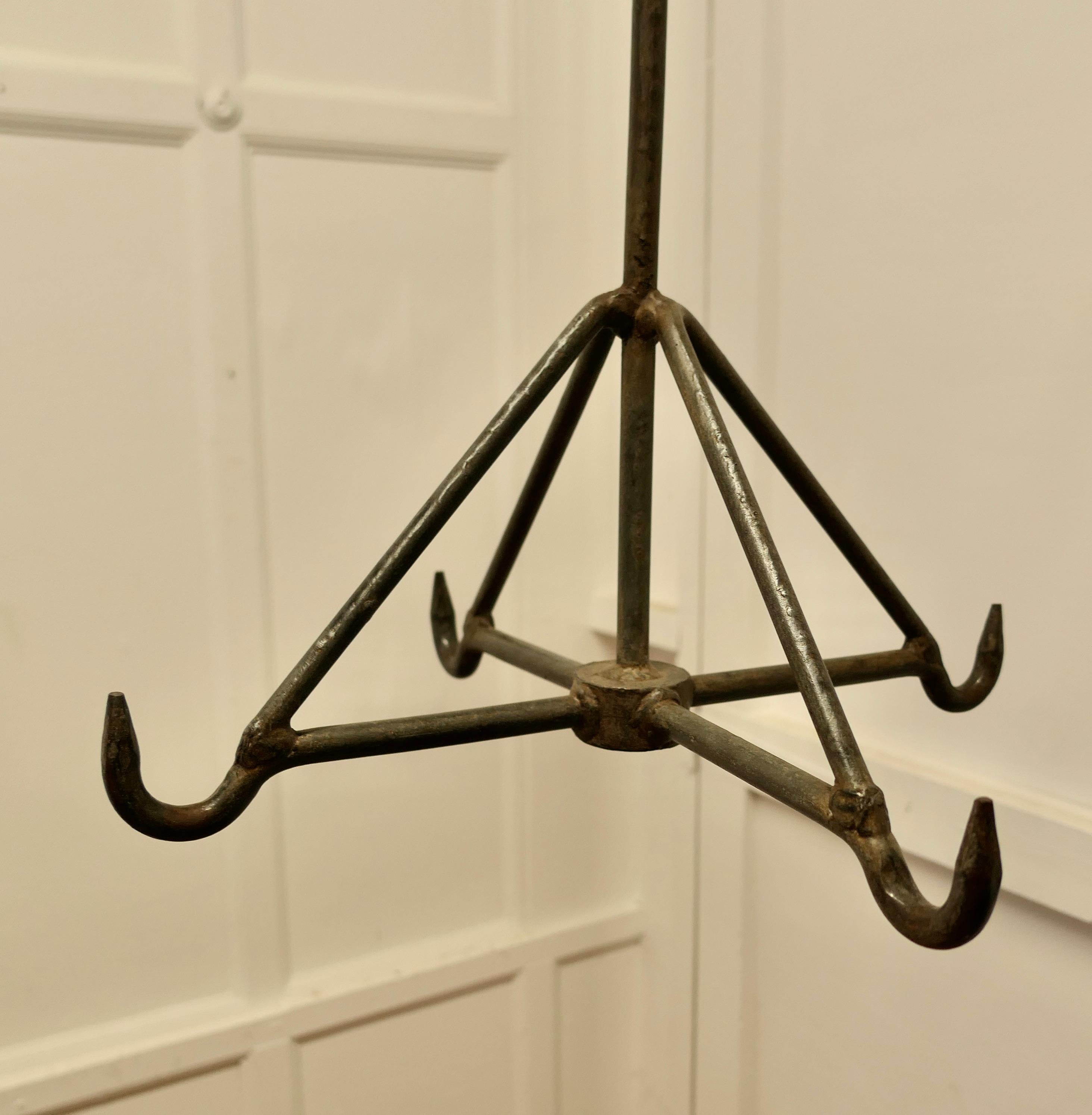 Early 20th Century  Blacksmith Made Iron Game Hanger, Kitchen Utensil or Pot Hanger   For Sale