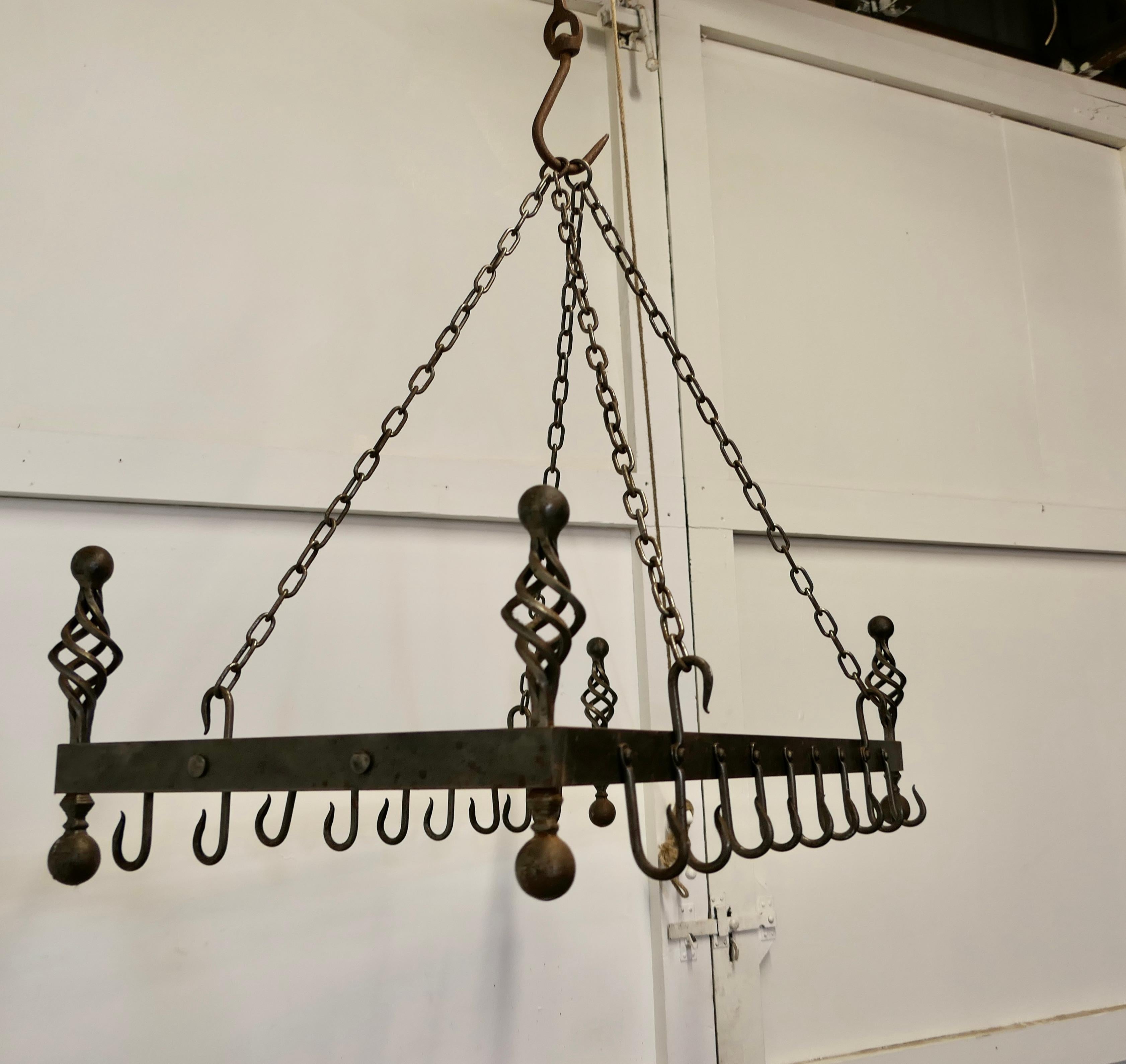 Blacksmith Made Iron Game Hanger, Kitchen Utensil or Pot Hanger For Sale 1