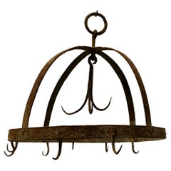 Antique Blacksmith Made Iron Game Hanger, Kitchen Utensils or Pot Hanger