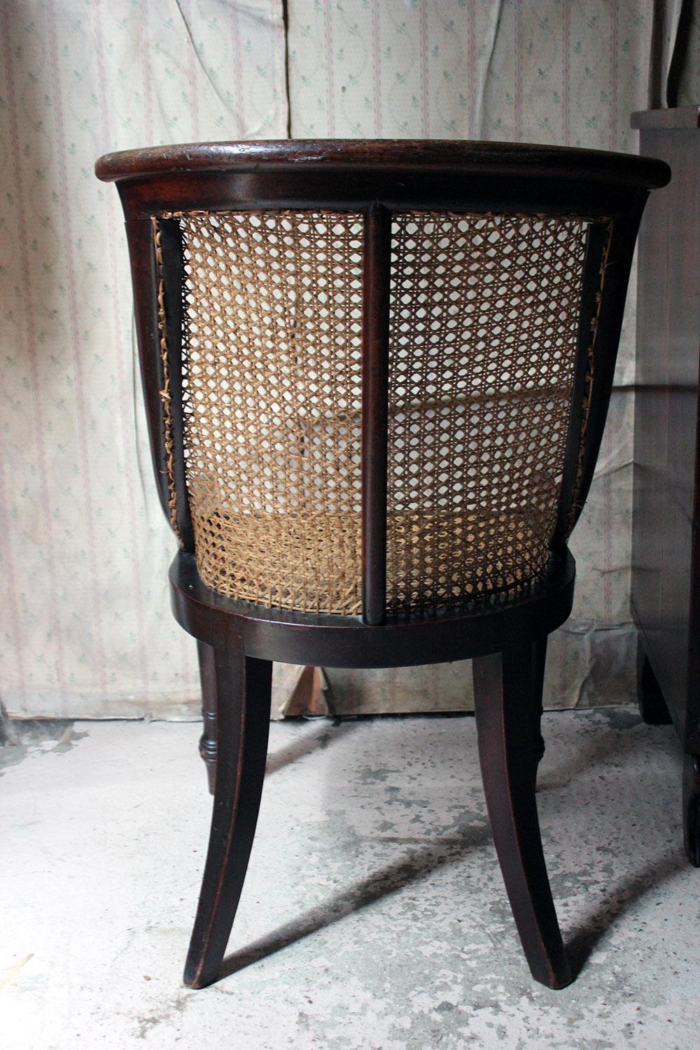 Blacksmith Repaired Regency Mahogany Library Bergère Chair, circa 1815 7