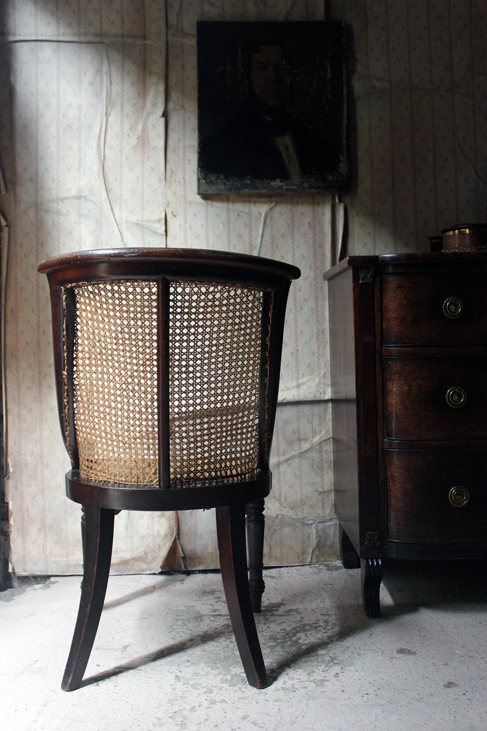 Blacksmith Repaired Regency Mahogany Library Bergère Chair, circa 1815 12