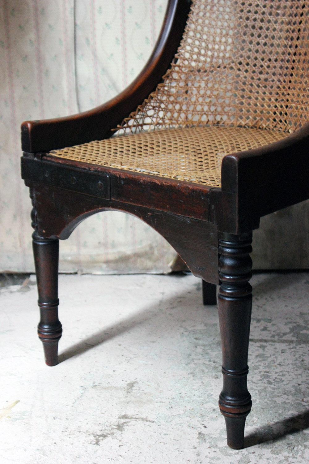 Blacksmith Repaired Regency Mahogany Library Bergère Chair, circa 1815 1