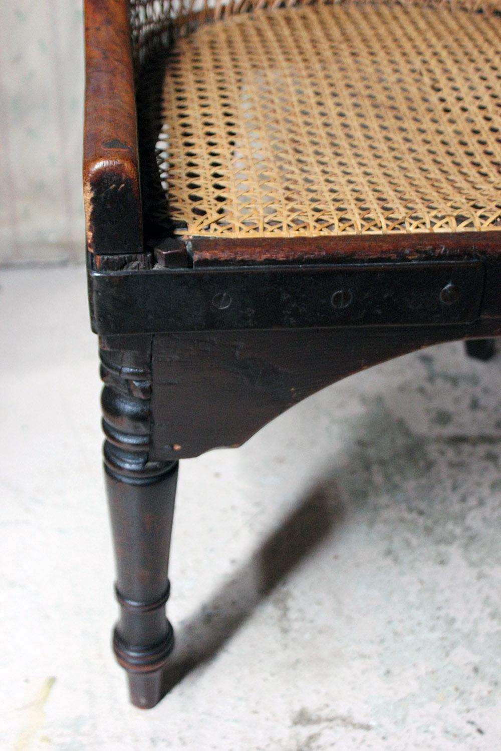 Blacksmith Repaired Regency Mahogany Library Bergère Chair, circa 1815 2