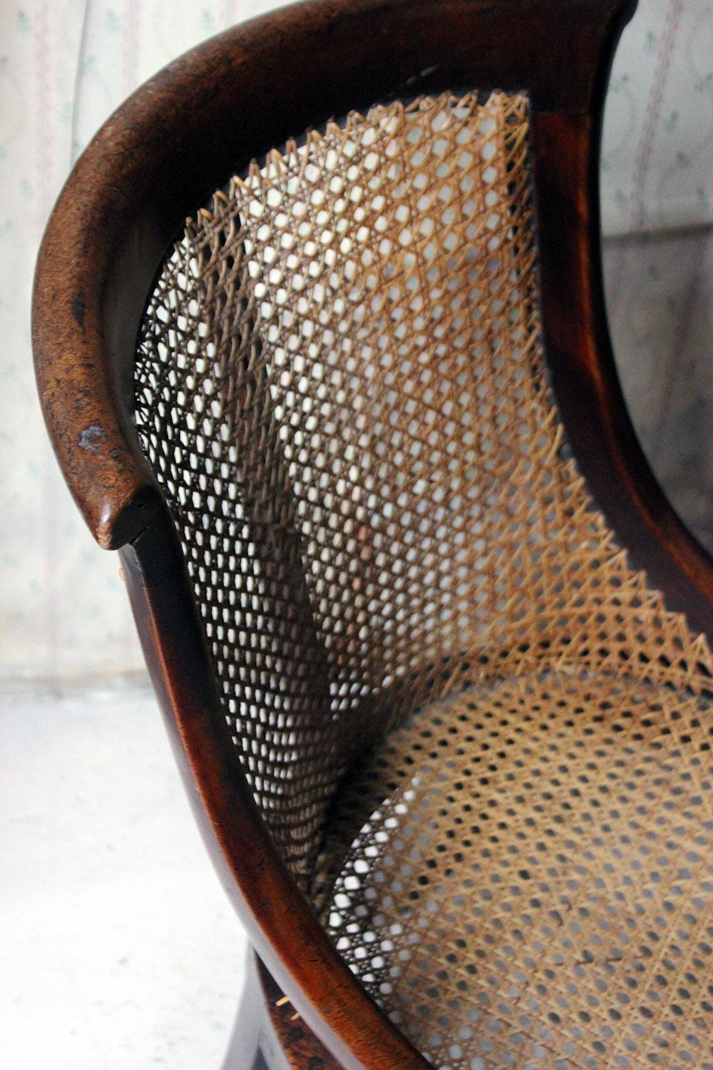 Blacksmith Repaired Regency Mahogany Library Bergère Chair, circa 1815 4