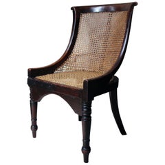 Antique Blacksmith Repaired Regency Mahogany Library Bergère Chair, circa 1815