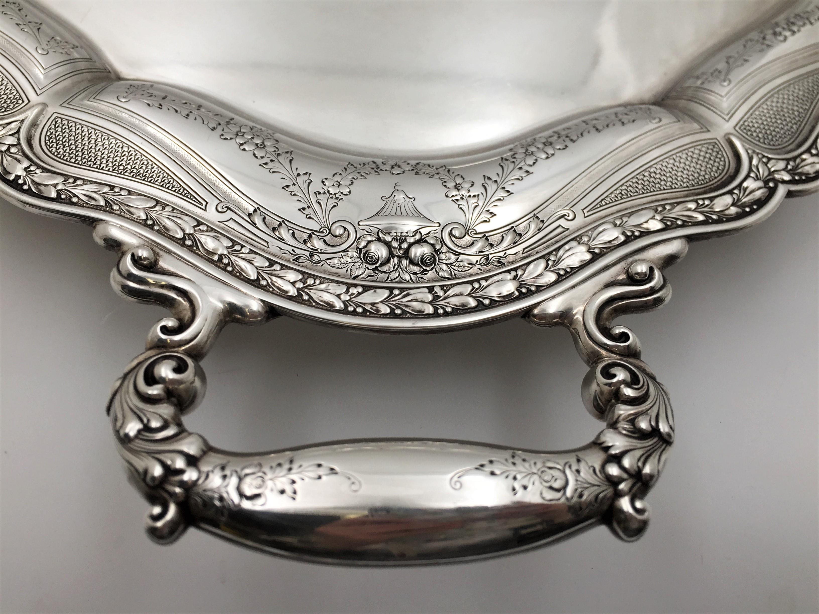 Black, Starr&Frost Sterling Silver Early 20th Century 2-Handled Tray Art Nouveau For Sale 3