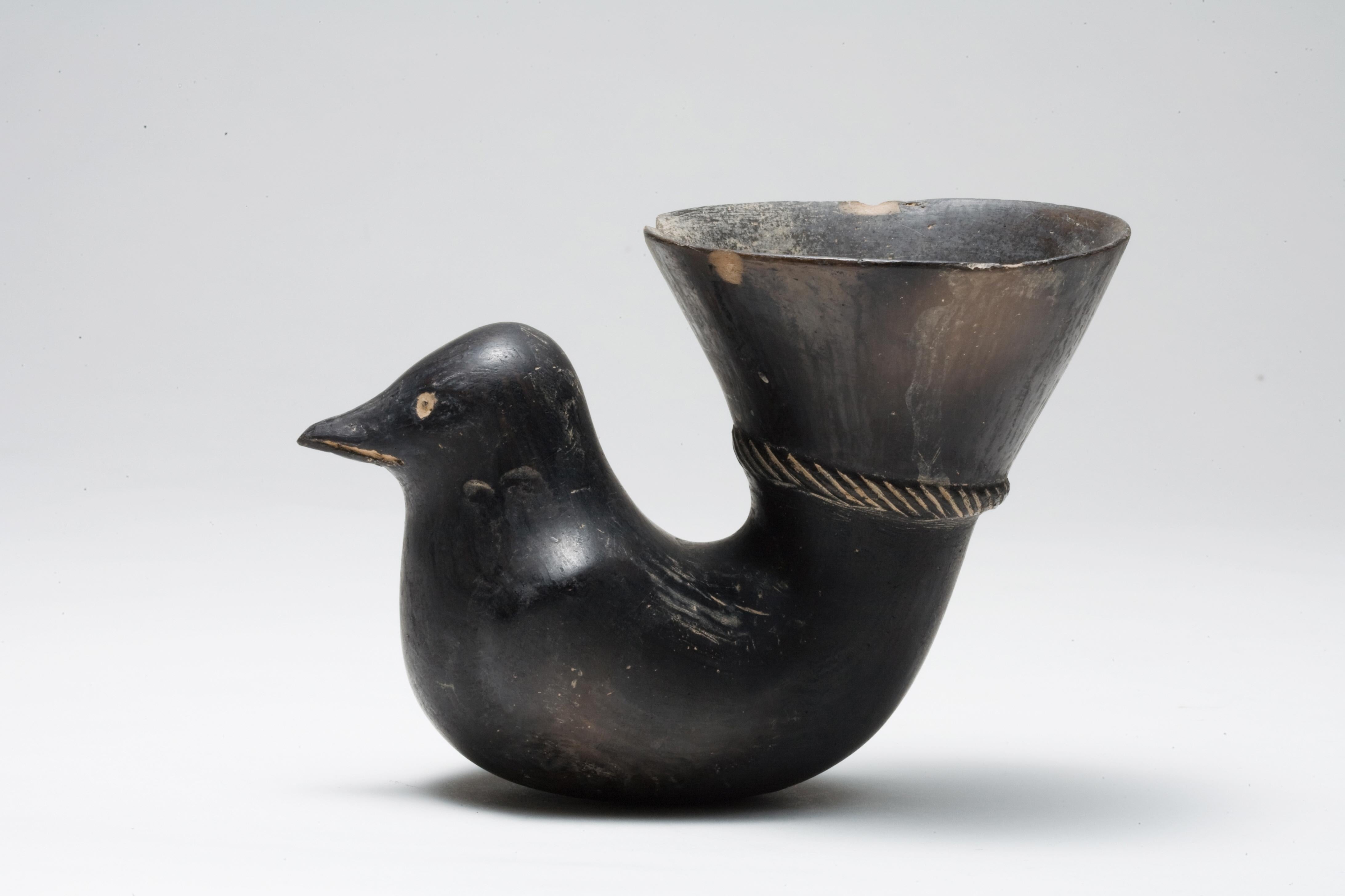 Black ware pottery from the Majiayao culture. While most Majiayao ceramics are celebrated for their painted decoration in red and black pigments, this piece belongs to a less common tradition in which the surface was transformed to a deep, lustrous