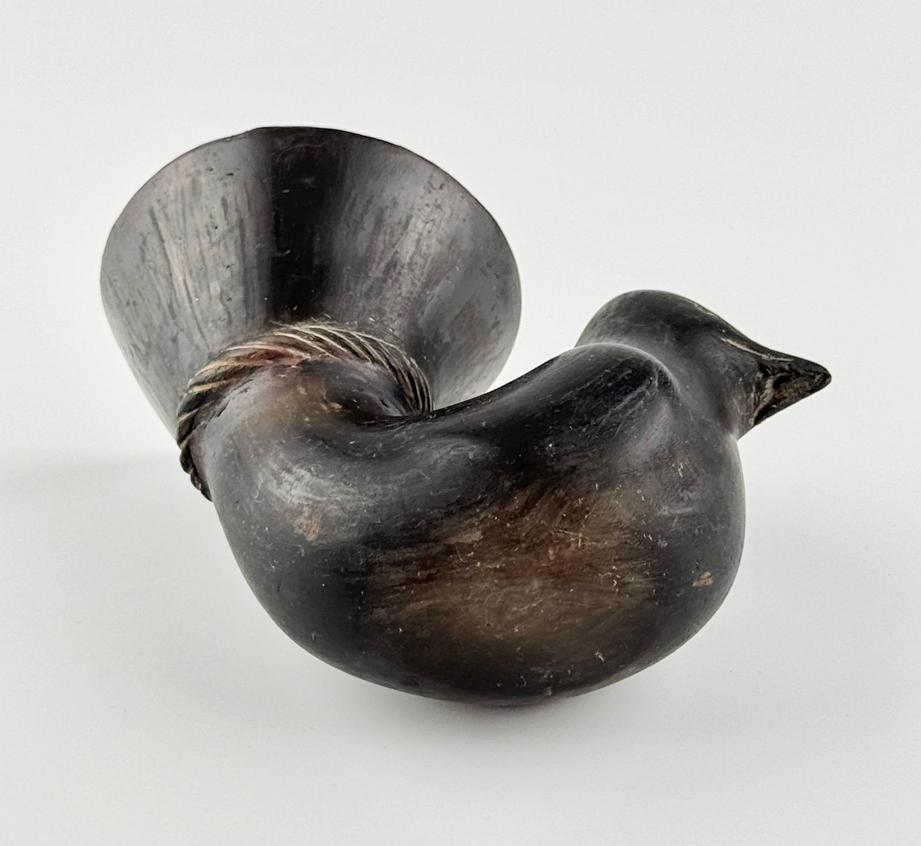 East Asian Blackware Bird-Shaped Vessel For Sale