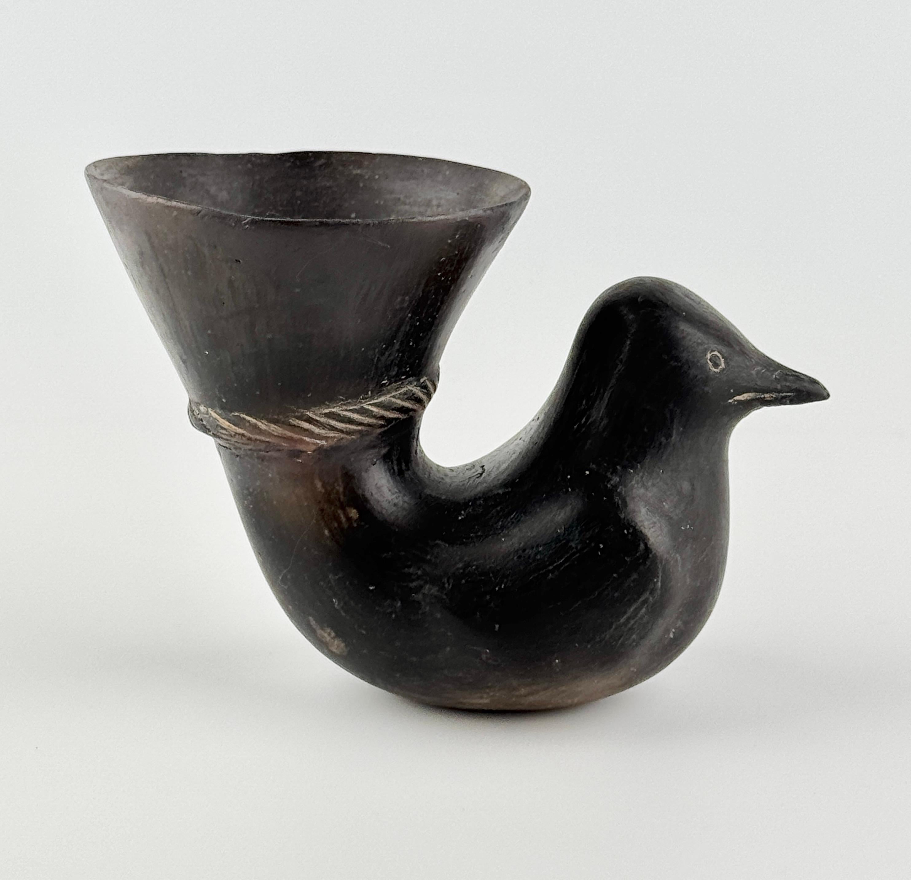 18th Century and Earlier Blackware Bird-Shaped Vessel For Sale