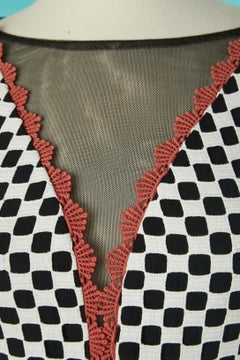 Black&white check pattern lace and beadwork evening dress G Mattiolo Red Carpet
