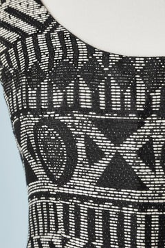 Black&white cocktail dress mix of rayon and raphia Ferré
