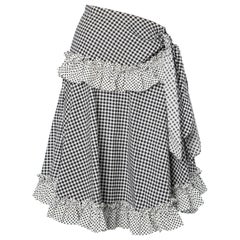 Black&white cotton skirt printed polka-dots and Vichy Saint Laurent Rive Gauche