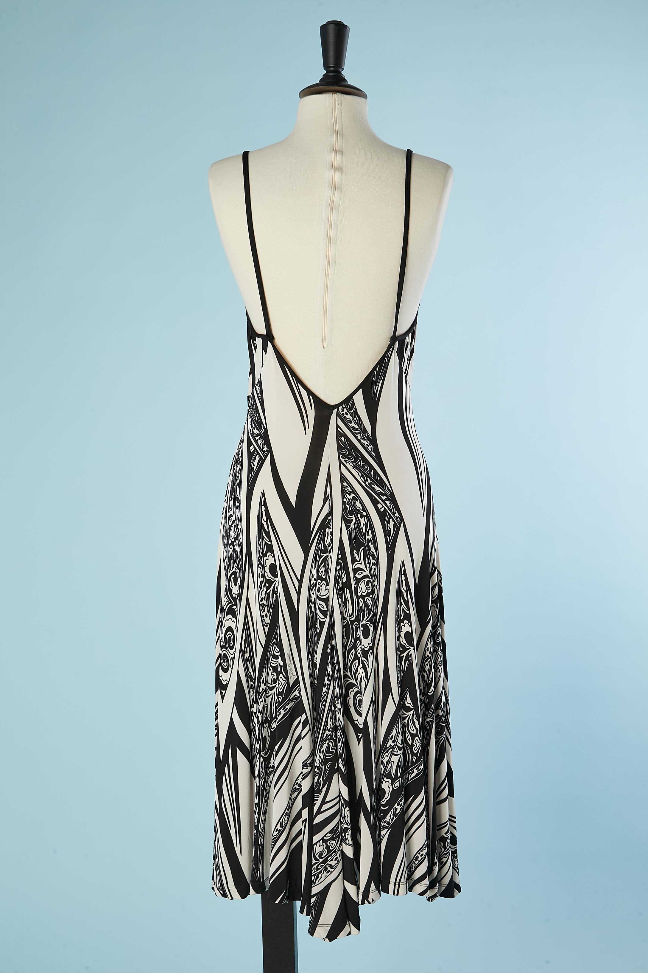 Women's Black&white printed jersey dress Just CAVALLI  For Sale